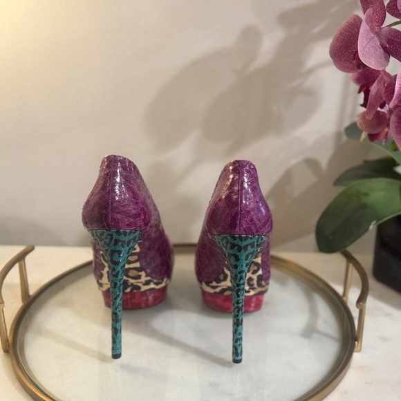 BRIAN ATWOOD Fontanne Snakeskin Leather Platform Stiletto Heels